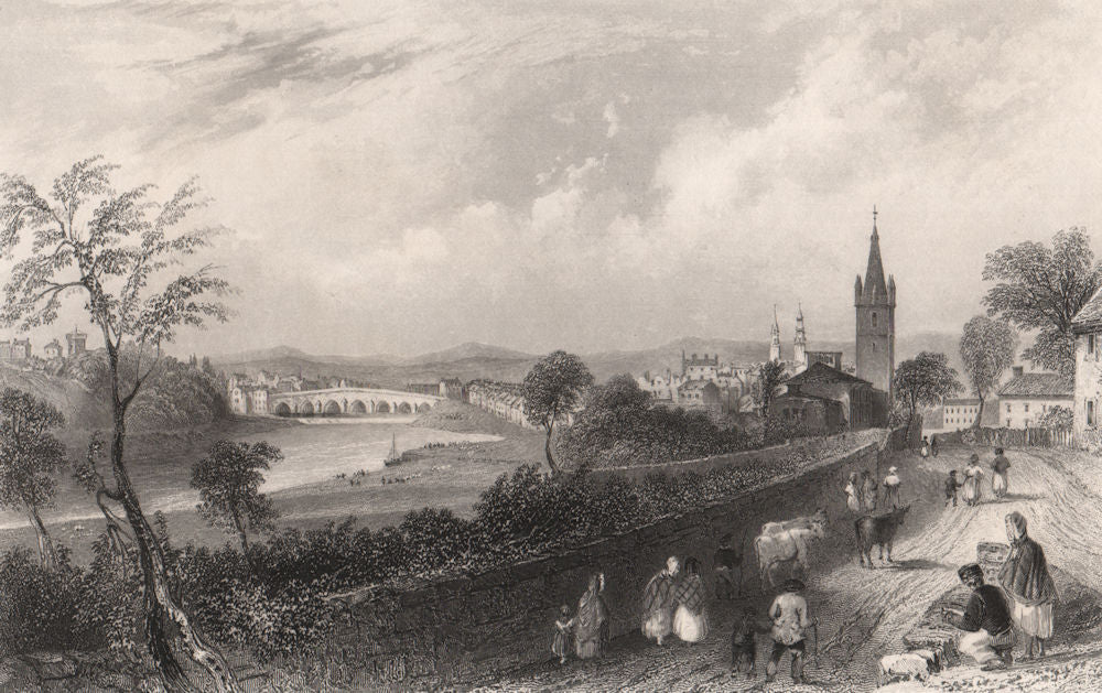The Town of Dumfries. Dumfries-shire. Scotland. BARTLETT 1838 old print